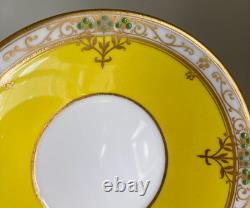 Royal Worcester Set of 2 1924 Jeweled Cabinet Demitasse Cups & Saucers