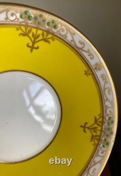 Royal Worcester Set of 2 1924 Jeweled Cabinet Demitasse Cups & Saucers