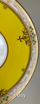 Royal Worcester Set of 2 1924 Jeweled Cabinet Demitasse Cups & Saucers