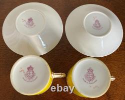 Royal Worcester Set of 2 1924 Jeweled Cabinet Demitasse Cups & Saucers