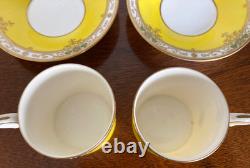 Royal Worcester Set of 2 1924 Jeweled Cabinet Demitasse Cups & Saucers