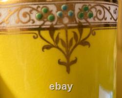 Royal Worcester Set of 2 1924 Jeweled Cabinet Demitasse Cups & Saucers