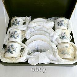 Royal Worcester Woodland Flat Demitasse Cups Saucers Set 6 Original Box Vintage