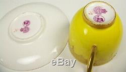 Royal Worcester Yellow Gold Encrusted Jeweled Demitasse Cup & Saucer