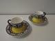 Royal Worcester Yellowithblack Demitasse Cup & Saucer (x2) (cowell & Hubbard)