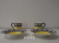 Royal Worcester YellowithBlack Demitasse Cup & Saucer (x2) (Cowell & Hubbard)