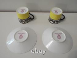 Royal Worcester YellowithBlack Demitasse Cup & Saucer (x2) (Cowell & Hubbard)