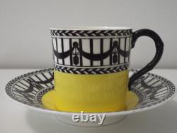Royal Worcester YellowithBlack Demitasse Cup & Saucer (x2) (Cowell & Hubbard)