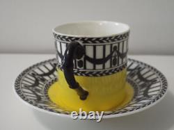 Royal Worcester YellowithBlack Demitasse Cup & Saucer (x2) (Cowell & Hubbard)