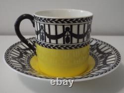Royal Worcester YellowithBlack Demitasse Cup & Saucer (x2) (Cowell & Hubbard)