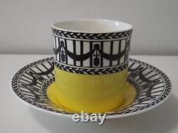 Royal Worcester YellowithBlack Demitasse Cup & Saucer (x2) (Cowell & Hubbard)