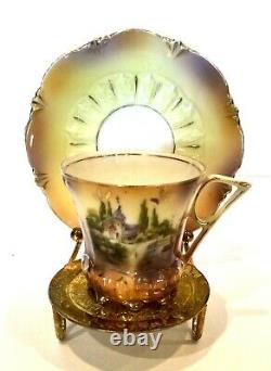 Rs Prussia Demi-tasse Cup And Saucer Castle Scene