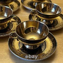 Rudolf Wachter Demitasse Gold /Black Cup /Saucer Set Of 8 Estate Heirloom Rare