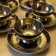 Rudolf Wachter Demitasse Gold /black Cup /saucer Set Of 8 Estate Heirloom Rare