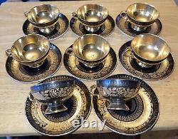 Rudolf Wachter Demitasse Gold /Black Cup /Saucer Set Of 8 Estate Heirloom Rare