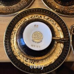 Rudolf Wachter Demitasse Gold /Black Cup /Saucer Set Of 8 Estate Heirloom Rare