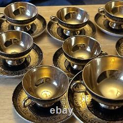 Rudolf Wachter Demitasse Gold /Black Cup /Saucer Set Of 8 Estate Heirloom Rare