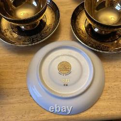 Rudolf Wachter Demitasse Gold /Black Cup /Saucer Set Of 8 Estate Heirloom Rare