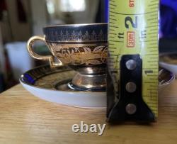 Rudolf Wachter Demitasse Gold /Black Cup /Saucer Set Of 8 Estate Heirloom Rare