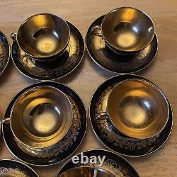 Rudolf Wachter Demitasse Gold /Black Cup /Saucer Set Of 8 Estate Heirloom Rare