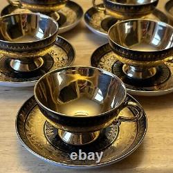 Rudolf Wachter Demitasse Gold /Black Cup /Saucer Set Of 8 Estate Heirloom Rare