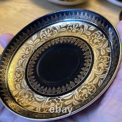 Rudolf Wachter Demitasse Gold /Black Cup /Saucer Set Of 8 Estate Heirloom Rare