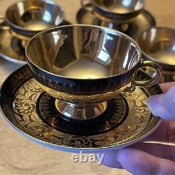 Rudolf Wachter Demitasse Gold /Black Cup /Saucer Set Of 8 Estate Heirloom Rare