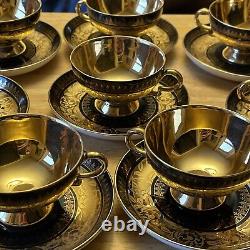 Rudolf Wachter Demitasse Gold /Black Cup /Saucer Set Of 8 Estate Heirloom Rare