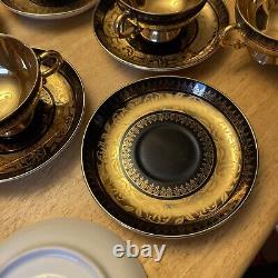 Rudolf Wachter Demitasse Gold /Black Cup /Saucer Set Of 8 Estate Heirloom Rare