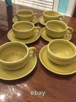 Russel Wright Demitasse Cups and Saucers Espresso Chartreuse MCM