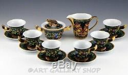 Rutherford Italy GOLD IVY DEMITASSE 6 CUP & 6 SAUCER CREAMER SUGAR BOWL SET