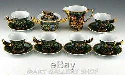 Rutherford Italy GOLD IVY DEMITASSE 6 CUP & 6 SAUCER CREAMER SUGAR BOWL SET