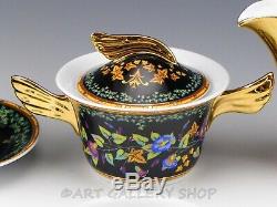 Rutherford Italy GOLD IVY DEMITASSE 6 CUP & 6 SAUCER CREAMER SUGAR BOWL SET