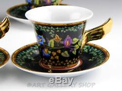 Rutherford Italy GOLD IVY DEMITASSE 6 CUP & 6 SAUCER CREAMER SUGAR BOWL SET