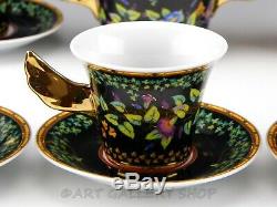 Rutherford Italy GOLD IVY DEMITASSE 6 CUP & 6 SAUCER CREAMER SUGAR BOWL SET