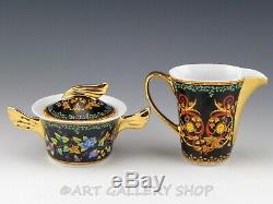 Rutherford Italy GOLD IVY DEMITASSE 6 CUP & 6 SAUCER CREAMER SUGAR BOWL SET