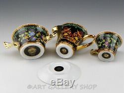 Rutherford Italy GOLD IVY DEMITASSE 6 CUP & 6 SAUCER CREAMER SUGAR BOWL SET