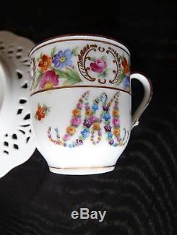 SCHUMANN Bavaria MARIE ANTOINETTE One Demitasse CUP & SAUCER SET Dresden Flowers