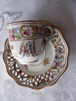 SCHUMANN Bavaria MARIE ANTOINETTE One Demitasse CUP & SAUCER SET Dresden Flowers