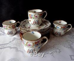 SCHUMANN Bavaria MARIE ANTOINETTE Set 4 Demitasse CUPS & SAUCERS Dresden Flowers