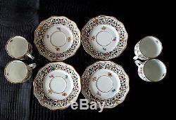 SCHUMANN Bavaria MARIE ANTOINETTE Set 4 Demitasse CUPS & SAUCERS Dresden Flowers