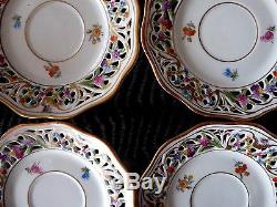 SCHUMANN Bavaria MARIE ANTOINETTE Set 4 Demitasse CUPS & SAUCERS Dresden Flowers