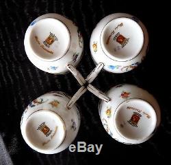 SCHUMANN Bavaria MARIE ANTOINETTE Set 4 Demitasse CUPS & SAUCERS Dresden Flowers