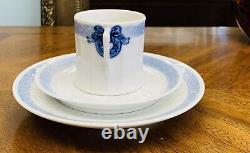 SET 4 Royal Copenhagen Blue Fan Demitasse Cup, Saucer +Dessert Plate 12 Pieces