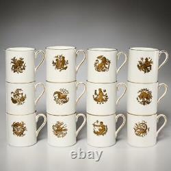 SET OF (12) TUSCAN FINE ENGLISH BONE CHINA ZODIAC DEMITASSE CUPS With SAUCERS