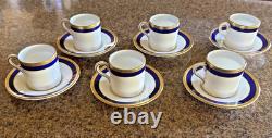 SET OF 6 COALPORT ELITE ROYALE DEMITASSE CUPS & SAUCERS Excellent