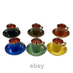 SET OF 6 Figgjo Demitasse Espresso Cup & Saucer Gold Interior Norway MCM