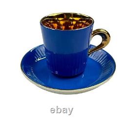 SET OF 6 Figgjo Demitasse Espresso Cup & Saucer Gold Interior Norway MCM