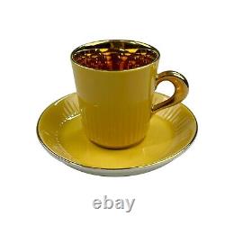 SET OF 6 Figgjo Demitasse Espresso Cup & Saucer Gold Interior Norway MCM