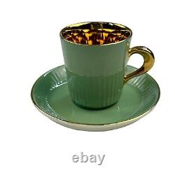 SET OF 6 Figgjo Demitasse Espresso Cup & Saucer Gold Interior Norway MCM